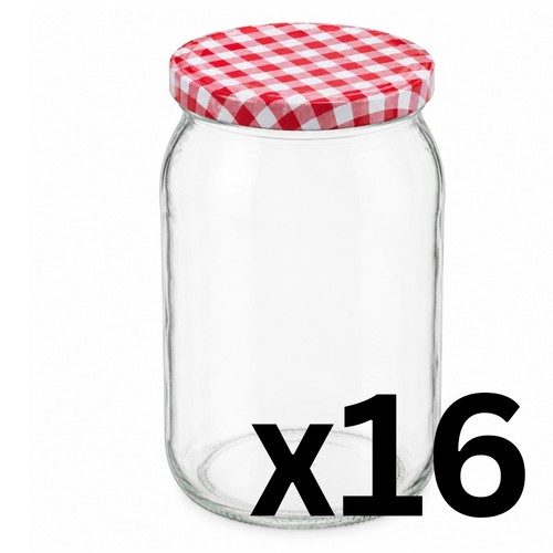Glass jars 815ml red lid - red,