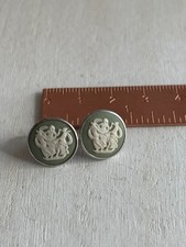 Vintage Wedgwood Green Jasperware Stud Earrings JW 925 Three Graces