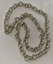 Chunky/Heavy (49g!) Vtg Sterling Silver (Full HM) Oval Link 24” Necklace Chain