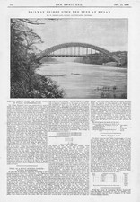 WYLAM Northumberland Railway Bridge over the Tyne Antique Print 1893