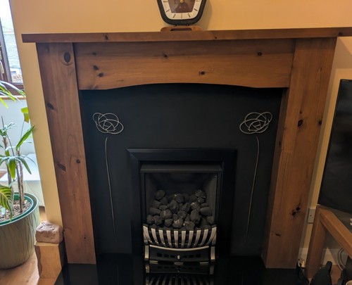 Aged pine mantle shelf - pine,