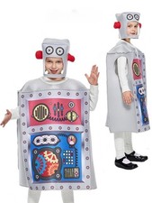 X-D1-3 Child Kids Retro Silver Robot Book Week Costume OSFM up to 12yrs