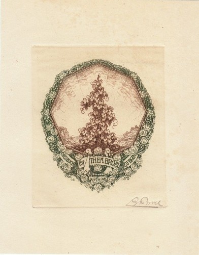 Exlibris bookplate etching - bookplate,