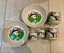 Vintage Retro Honiton Nursery Rainbow Pottery  x 2 mugs, bowls & egg cups