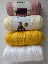 Caron simply Soft Pink, cream, gold, white