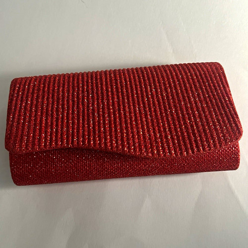 Red glitter clutch evening - glitter, bag