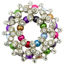 LARGE SILVER GOLD BROOCH JOB LOT BOUQUET PINS DIAMOND PEARL VINTAGE ROSE CRYSTAL