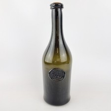Antique 18th Century Style Green Glass Bottle With Liver? Bird Seal #1 EMPTY