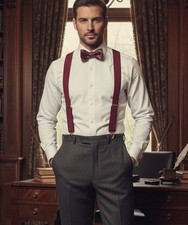 Vintage Burgundy Suspenders