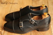 Alfred Sargent Ramsey Black Leather Double Monk Buckle Shoes Men's UK 8 US 9