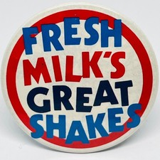 Fresh Milk's Great Shakes Vintage Lapel Pin Badge Drink Promo Milkshake Milk UK