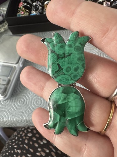 Sterling silver malachite - silver,