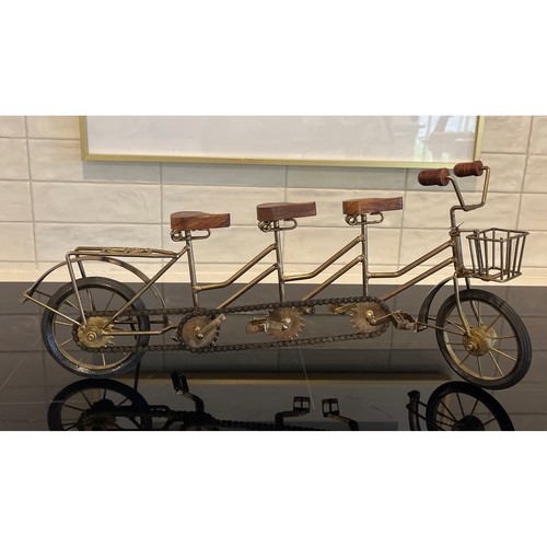 Gold metal tandem bicycle - metal,