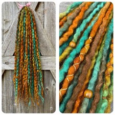 10x DE Wool Dreadlock Extensions - Custom Length - Autumn Oak - Festival