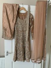 NUDE PINK Asian wedding lengha sari OUTFIT SIZE 8 - 10