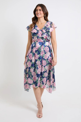 Wallis navy fit flare dress - &,