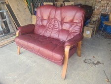 red leatherette sofa