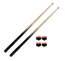 2 x 42" ONE PIECE  JUNIOR POOL SNOOKER CUES FOR HOME POOL TABLES + 4 FREE Tips