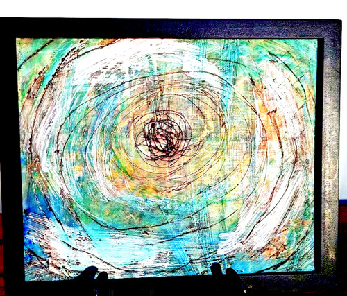 Ooak encaustic framed - encaustic,
