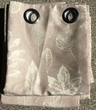 Lovely DUNELM Coffee Leaf Pattern Lined RING TOP Curtains 46" wide X 54" long.