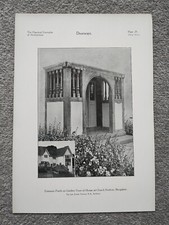 Entrance Porch - Garden Front of House in Church Stretton - Antique Print - 1928