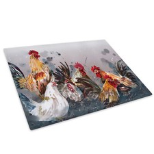 Grey Red Brown Chicken  Glass Chopping Board Kitchen Worktop Saver Protector