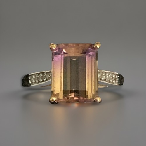 9ct gold ametrine - gold, diamond