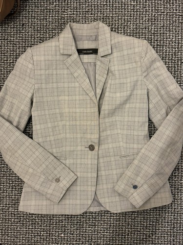 Zara women gray blue plaid - gray,