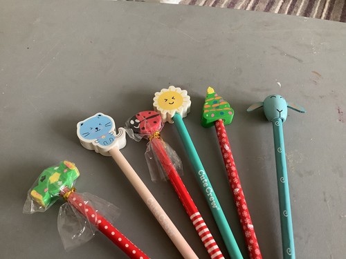 Pencils with novelty erasers - 6,