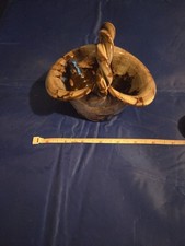 Handmade marble effect stoneware basket. Ewenny pottery Wales