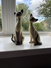Vintage Long Neck Siamese Cat Matt Figurines