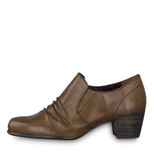 Tamaris 24408 Ladies Brown Leather Ruched Block Heel Ankle Boots Trouser Shoes