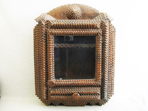 Vintage tramp art wall - vintage, cabinet