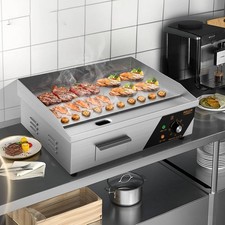 22" Large Electric Griddle Countertop Hot Plate Bacon Grill Kitchen Commercial