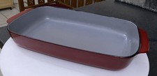 Vintage Aga Cookware MED Red Enamel Cast Iron Oven 40cm Roasting Baking Dish Pan