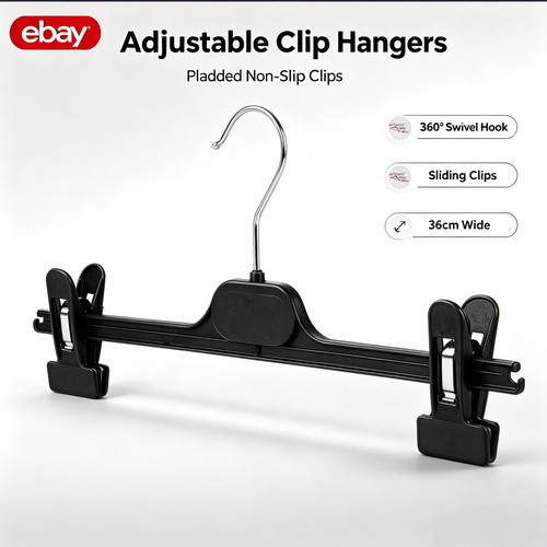 Black plastic clip hangers - plastic,
