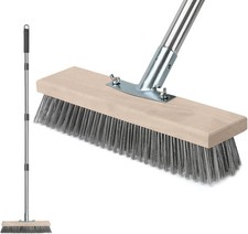 12" Wire Broom Heavy Duty Outdoor Brush with Metal Handle for Patio Yard Drivewa