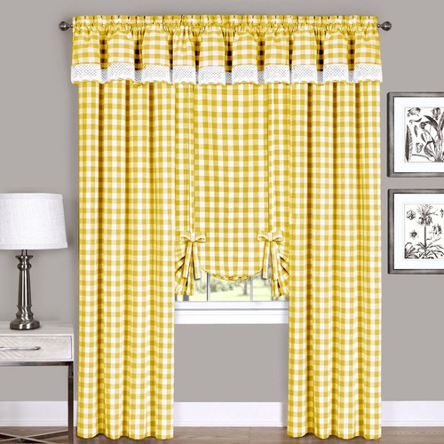 Checked window curtain - window,