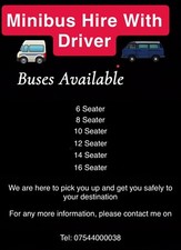 West Midland Minibus Hire With Driver 8 To 16 Seater For Airports Or Any Occasio