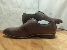 Mens Brown Leather Textured Formal Smart Shoes Size EU 44.5 UK 10 Derby Oxford 