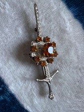 Antique Skean Dhu Kilt Pin Rare Scottish Cairngorms & Sterling Silver  V. Good