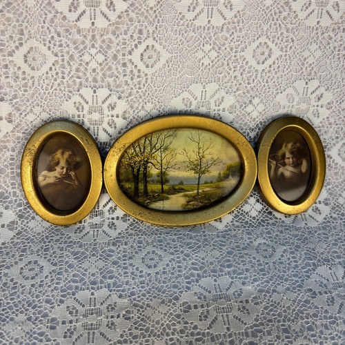 Antique gold oval picture - gold,