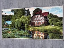 Persian Hand-Knotted Wool & Silk Lakeside Cottage Rug | Christmas Gift Wall Art