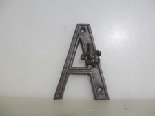 Large Iron Shop Letter "A" Sign Old Plaque Name Initial Fleur 4.5"H