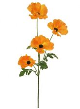 Orange POPPY Wild Meadow Poppies 4 Silk Flower Head Artificial Flower Spray