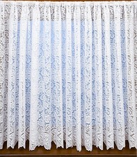 WHITE NET CURTAIN HEAVY THICK TRADITIONAL LACE DAISY ROSE FLORAL FLOWERS 1474