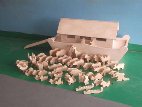 Large wooden noahs ark with - large,