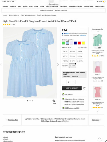Light blue girls plus fit - girls,