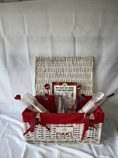 Official Pimms White Wicker Summer Picnic Basket Storage Hamper Henley Wimbledon