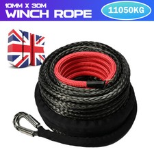 Heavy Duty Synthetic Winch Rope Towing Straps Road Recovery Cable 4WD 30M*10M UK